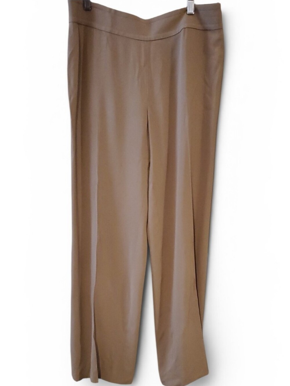 St. John Couture Wide Leg Pull On Viscous Blend Pants In Tan Size 12